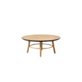 **Technische titel in het Nederlands: Moderne ronde houten salontafel met gebogen poten**