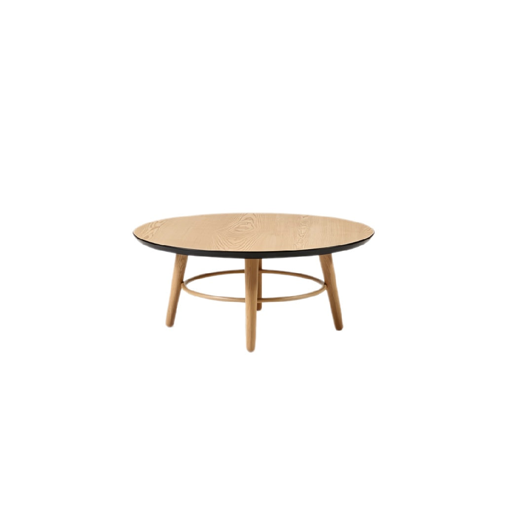 **Technische titel in het Nederlands: Moderne ronde houten salontafel met gebogen poten**