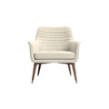 **Moderne beige fauteuil met houten poten**