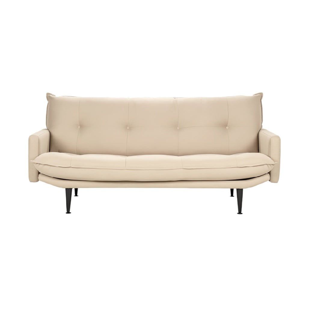 **Technische titel in het Nederlands: Minimalistische beige bank met zwarte poten**